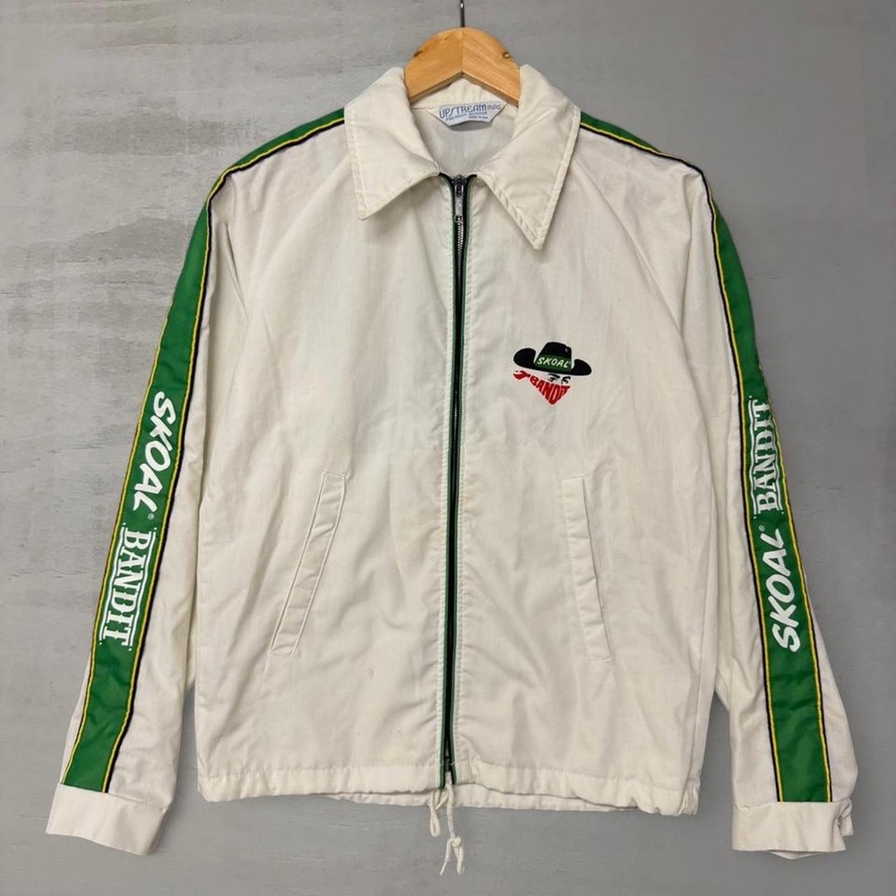 Vintage Upstream Skoal Bandit Racing Jacket White Green 80s USA Large